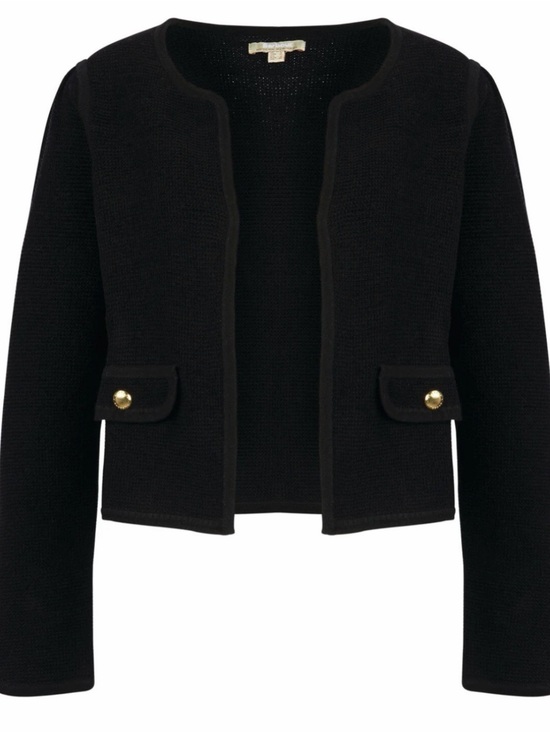 Barbour Jackets & Blazers - NWOT Barbour Loretta Knit Black Open-Front Jacket with Gold Button Accents